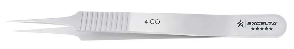 Excelta 4-CO ★★★★★ Swiss-Made Cobalt Steel Tweezer with Straight, Tapered, Ultra Fine Pointed Tips, 4.25" OAL