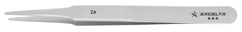 Excelta 2A ★★★ Swiss-Made Carbon Steel Tweezer with Tapered, Straight, Flat Pointed Tips, 4.75" OAL