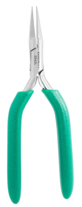 Excelta 2842L ★★ ESD-Safe Medium Flat Nose Stainless Steel Pliers with Smooth Jaw & Long Handles, 6" OAL