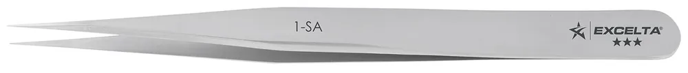 Excelta 1-SA ★★★ Swiss-Made Neverust® Anti-Magnetic Stainless Steel Tweezer with Straight, Very Fine Pointed Tips, 4.5" OAL