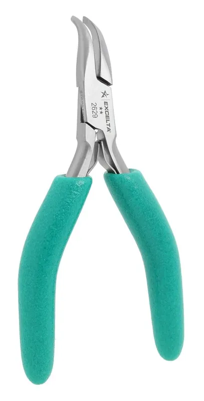 Excelta 2629 ★★ ESD-Safe Small 60° Bent Nose Stainless Steel Pliers with Smooth Jaw, 4.75" OAL