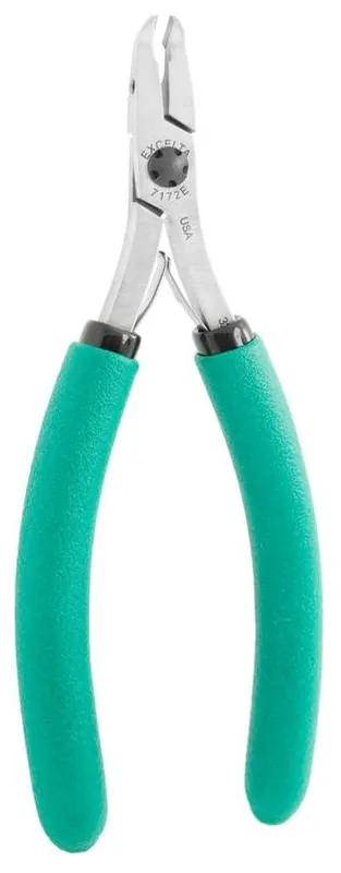 Excelta 7172E ★★★★★ Lazer Line® ESD-Safe 50° Angulated/Tapered Head Optimum Flush Carbon Steel Cutter with Long Cushion Grip Handles, 6" OAL