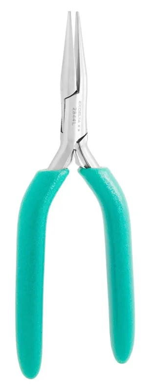Excelta 2844L ★★ ESD-Safe Medium Chain Nose Stainless Steel Pliers with Smooth Jaw & Long Grips, 6" OAL