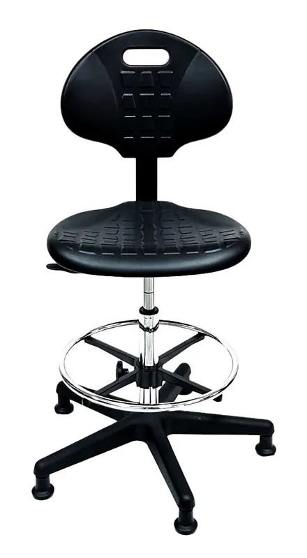 Industrial Seating PU100 Bench Height Cleanroom Chair with Black Nylon Base, Polyurethane