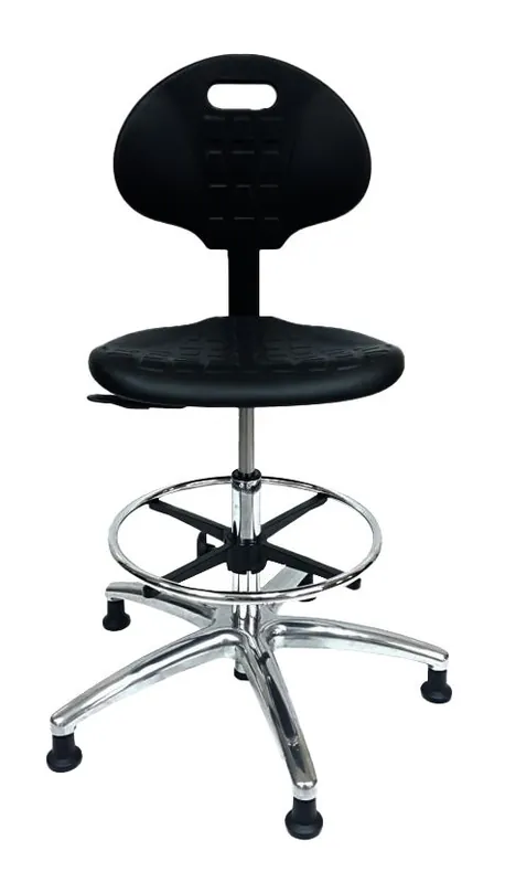Industrial Seating AU100 Bench Height Cleanroom Chair with Polished Aluminum Base, Polyurethane