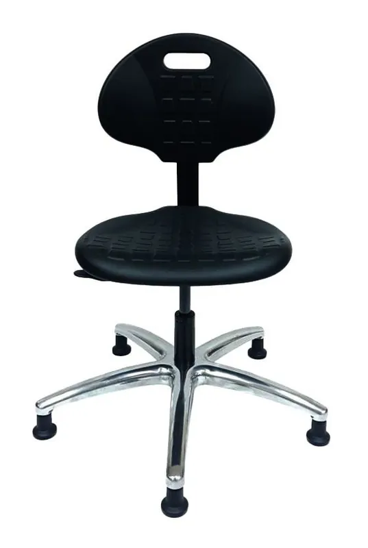 Industrial Seating AU102 Desk Height Cleanroom Chair with Polished Aluminum Base, Polyurethane