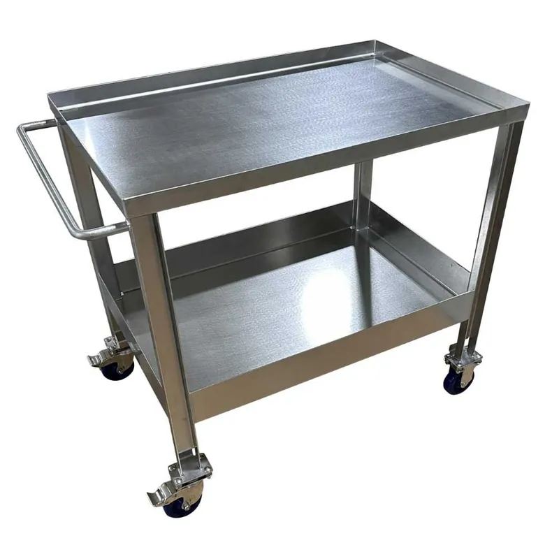 CleanPro 24" x 36" x 35" Shop Cart with (2) Stainless Steel Solid Shelves