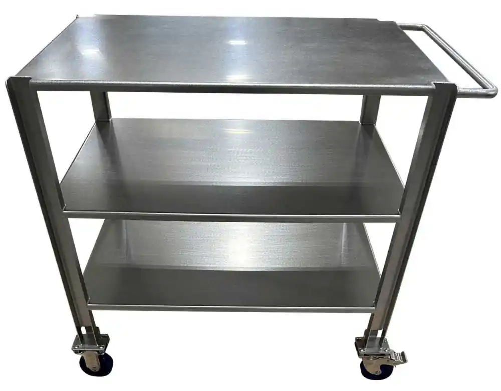 CleanPro 24" x 36" x 35.5" Utility Cart with (3) Stainless Steel Solid Shelves