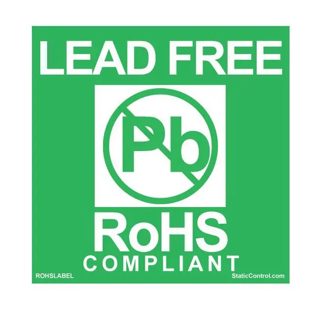 SCS ROHSLABEL RoHS Lead-Free Labels, Green, 1.75" x 1.75", Roll of 500
