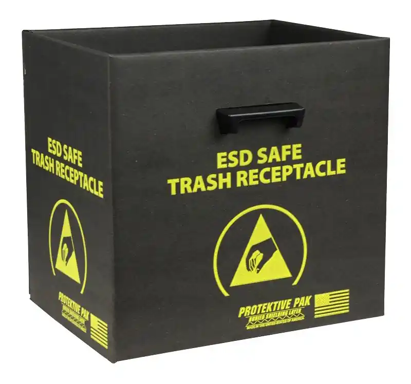 Protektive Pak 37810 Dissipative Trash Receptacle with Handles, 9 Gallon