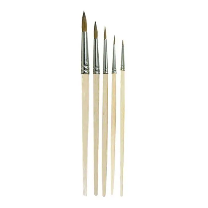Gordon Brush 0907-08000 Anti-Static Chemical Resistant Brushes with 0.198" Rounded Pure Red Sable Bristles, 0.794" Trim & Wood Handle, 7.5" OAL