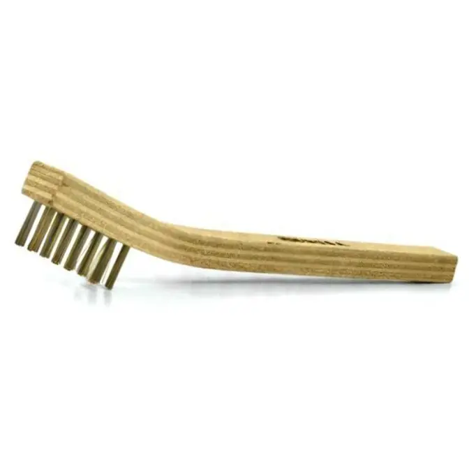 Gordon Brush 30B Anti-Static Scratch Brush with Heavy-Duty Triple Row Brass 0.006" dia. Bristles, 7/16" Trim & Plywood Toothbrush Handle, 7-3/4" OAL