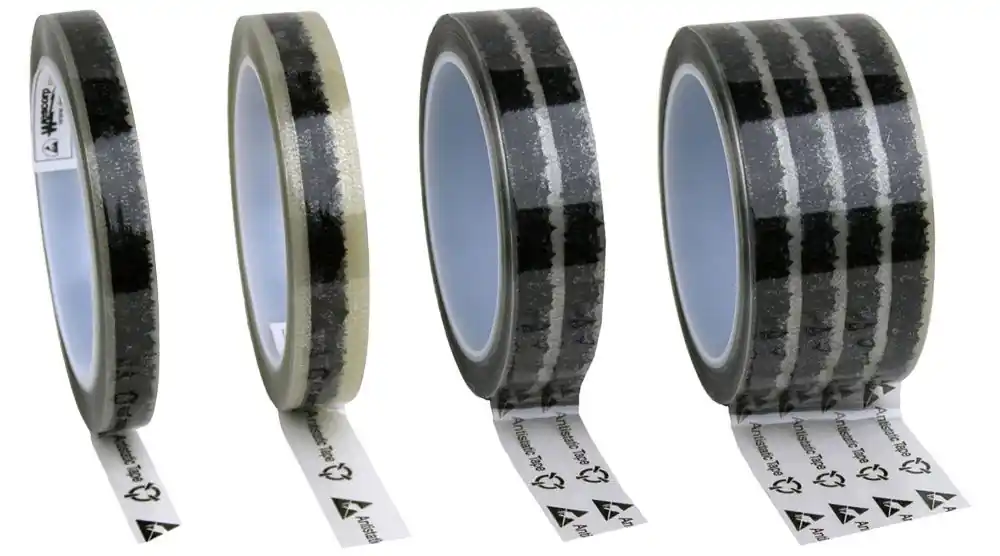 Desco Printed Anti-Static Cellulose Tape with Symbols, 3" Core, 216‘ Rolls