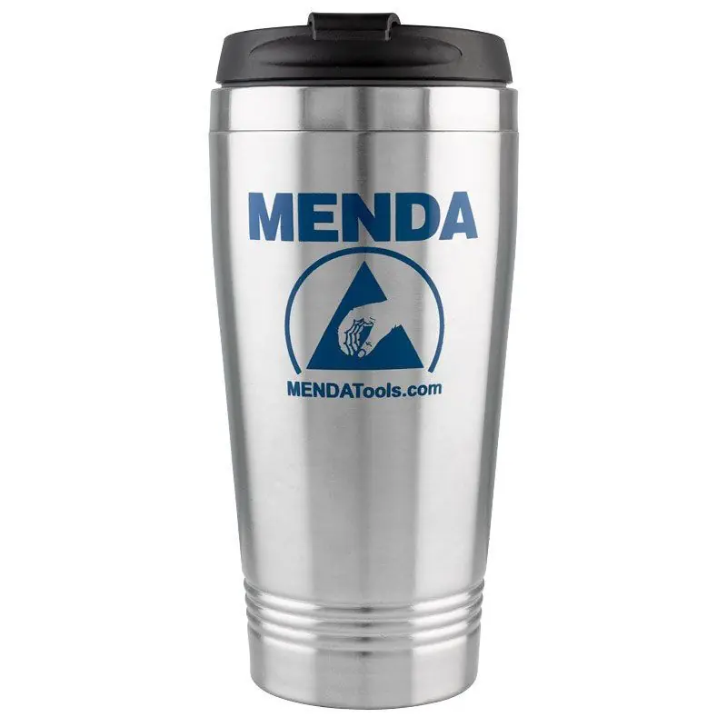 Menda 35893 16 oz. ESD-Safe Stainless Steel Drinking Cup with Screw-On Lid