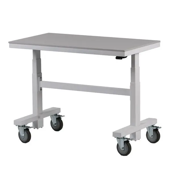 Gibo/Kodama NCSG-4024F 24" x 40" Rechargeable Ergo Lift Cart with Brakes & Gray Acrylic Solid Work Surface