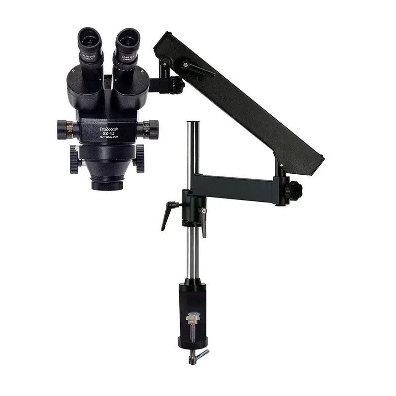 OC White TKSZ-FA ProZoom® SZ-4.5 Stereo Zoom Binocular Microscope with Articulating Arm & Ring Light