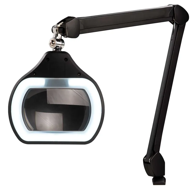 OC White ALREC-45 Accu-Lite® LED Magnifier with 6.85" Rectangle, 3.5 Diopter Lens & Edge Clamp