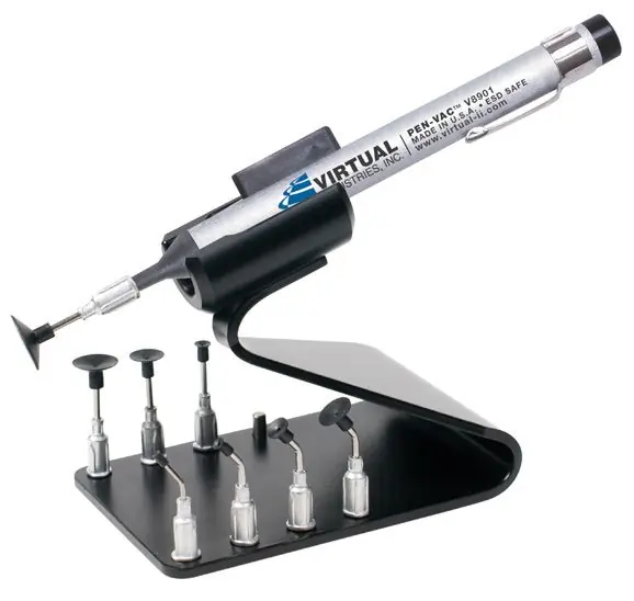 Virtual Industries V8901-KIT-B ESD-Safe PEN-VAC™ Vacuum Pen Kit with 8 Buna-N Static Dissipative Non-Marking Vacuum Cups, Probes & Vacuum Pen Holder