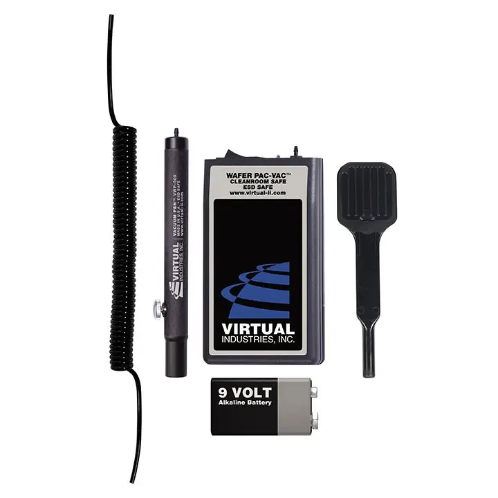 Virtual Industries V3200-CLN-MW6 ESD-Safe & Cleanroom Safe PEN-VAC™ Battery Operated Vacuum Pen Kit with 6" Molded PEEK™ Wafer Tip