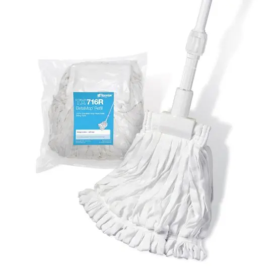 Texwipe TX7106 BetaMop® Complete Mop System, includes Polyester String Mop Head & 60" Long Fiberglass Handle