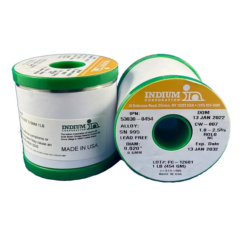 Indium CW-807 SAC305 Lead-Free, Halogen-Free 1.8%/2.5% No-Clean Flux Cored Solder Wire