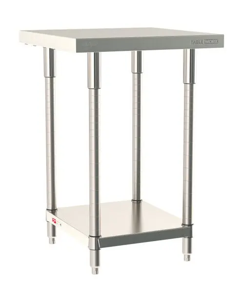 Metro TableWorx™ Stainless Steel Work Table with Type 304 Work Surface, Shelf Base & Legs