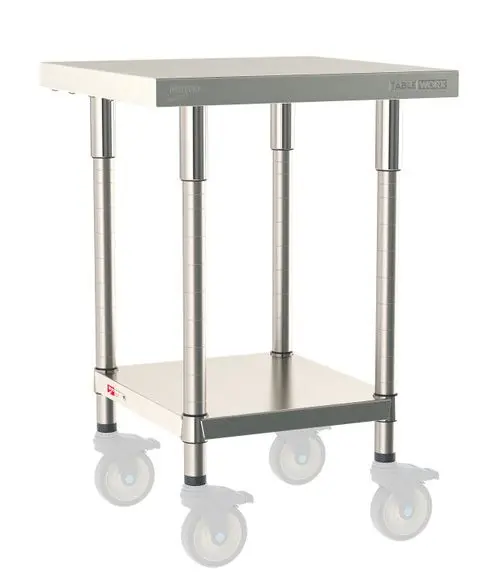 Metro TableWorx™ Mobile-Ready Stainless Steel Work Table with Type 316 Work Surface, Type 304 Shelf Base & Legs