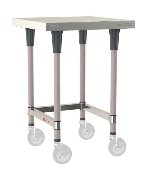 Metro TableWorx™ Mobile-Ready Stainless Steel Work Table with Type 304 Work Surface, Frame & Metroseal Gray Epoxy Coated Legs