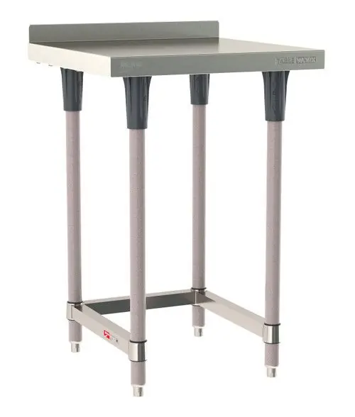 Metro TableWorx™ Stainless Steel Work Table with Type 304 Work Surface with Backsplash, Frame & Metroseal Gray Epoxy Coated Legs