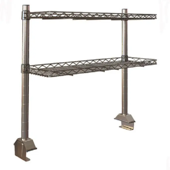 Metro TableWorx™ Riser with (2) Rear Cantilevered Type 304 Stainless Steel Wire Shelves, includes Drop Mat