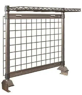 Metro TableWorx™ Riser with Metroseal Gray Epoxy Coated SmartWall Grid & (1) Rear Cantilevered Wire Shelf, includes Drop Mat