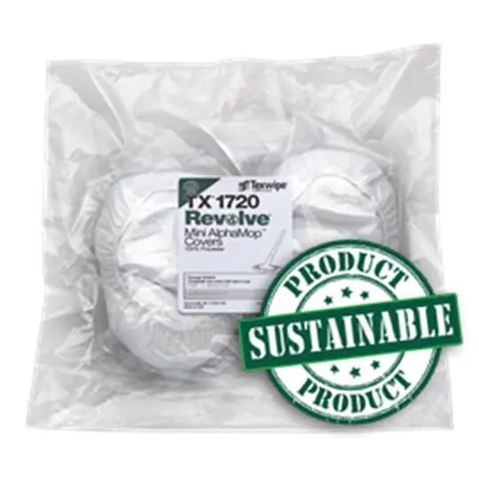 Texwipe TX1720 Revolve™ Sustainable Polyester Integrated Mop Cover & Pads for Mini AlphaMop™ / Isolator Cleaning Tool™ (Case of 100 (10 Bags of 10))