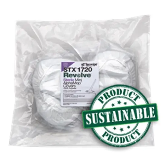 Texwipe STX1720 Revolve™ Sustainable Polyester Sterile Integrated Mop Cover & Pads for Mini AlphaMop™ / Isolator Cleaning Tool™ (Case of 100 (10 Bags of 10))