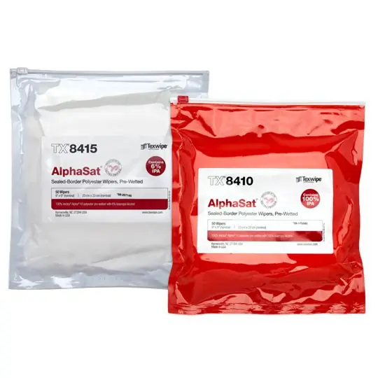 Texwipe AlphaSat® with Vectra® Alpha® 10 Pre-Wetted Polyester Cleanroom Wipers