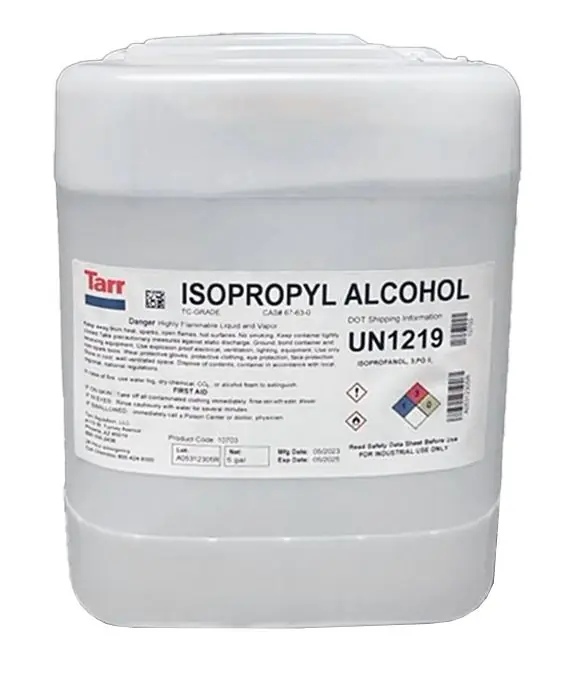 CleanPro® 10703 Tera-Clear 1000 99% Isopropyl Alcohol (IPA), Semi-Conductor Grade, 5 Gallon HDPE Jerrican