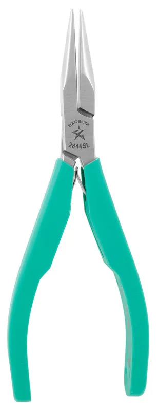 Excelta 2844SL ★★ Medium Chain Nose Stainless Steel Pliers with TealShield™ Molded Grip, 5.75" OAL