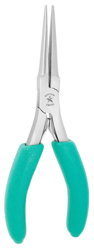 Excelta 2905D ★★ Large Needle Nose Stainless Steel Pliers with Serrated Jaw & TealShield™ Cushioned Grip, 5.75" OAL
