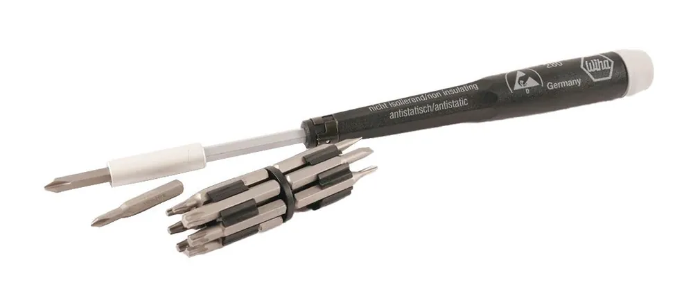 Wiha Tools 75093 16-Piece ESD-Safe System 4 with Slotted, Phillips & Torx® MicroBits Set, 4.3" OAL
