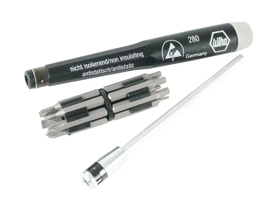 Wiha Tools 75095 16-Piece ESD-Safe System 4 with Slotted, Phillips & Hex MicroBits Set, 4.3" OAL