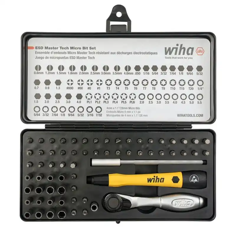 Wiha Tools 75965 65-Piece ESD-Safe System 4 Master Technician‘s Ratchet & Microbits Set