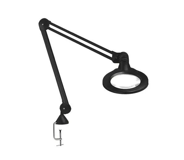 Vision-Luxo KFL026093 KFM ESD-Safe LED Magnifier with 3 Diopter Lens & Edge Clamp, Black