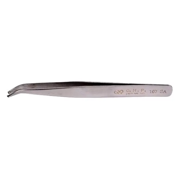 CHP 107-SA Anti-Magnetic Stainless Steel SMD Tweezer with 30&deg Angled, Flat 2.5mm Tips, 4.75" OAL