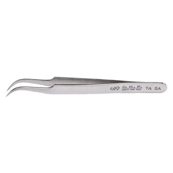 CHP 7A-SA Anti-Magnetic Stainless Steel Tweezer with Strong, Very Fine Pointed Tips, 4.25" OAL
