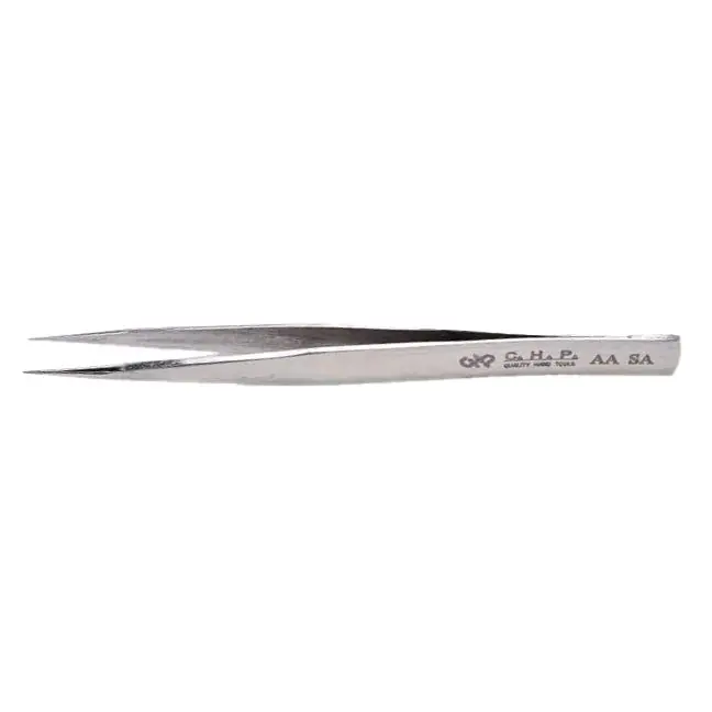 CHP AA-SA Anti-Magnetic Stainless Steel Tweezer with Tapered, Fine Pointed Tips, 5" OAL