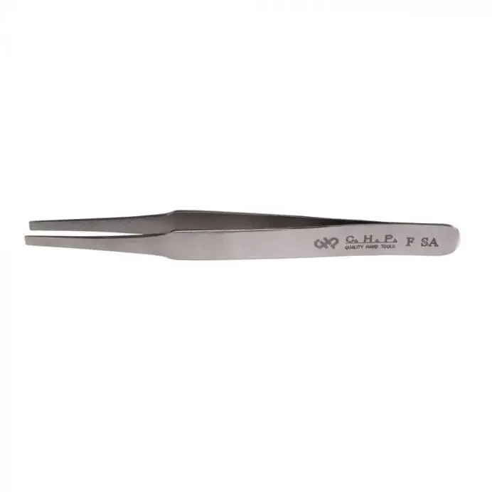 CHP F-SA General Purpose Anti-Magnetic Stainless Steel Tweezer with Rounded Flat Pointed Tips, 4.75" OAL