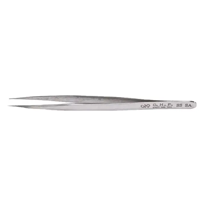 CHP SS-SA Precision Anti-Magnetic Stainless Steel Tweezer with Long Thin Handles & Very Fine Pointed Tips, 5.25" OAL