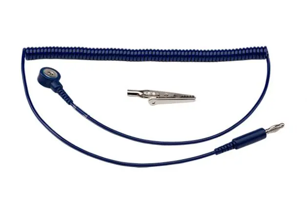 ACL Staticide 8101 Economy Wrist Strap Coil Cord with 4mm Stud to Banana Plug, 6‘ (Pack of 6)
