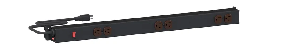 Treston M30 30" Upright-Mounted Adjustable 15-Amp Black Aluminum Power Rail with 6 Outlets