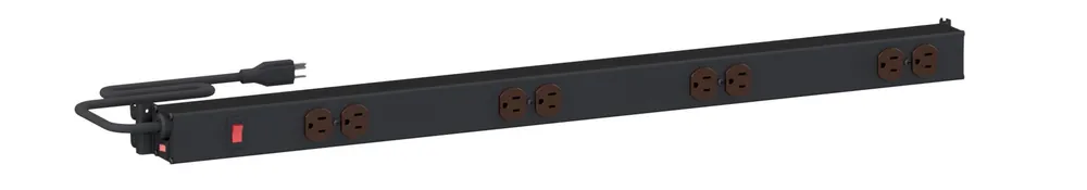 Treston M36 36" Upright-Mounted Adjustable 15-Amp Black Aluminum Power Rail with 8 Outlets