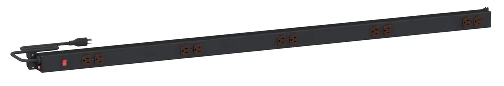 Treston M60 60" Upright-Mounted Adjustable 15-Amp Black Aluminum Power Rail with 10 Outlets